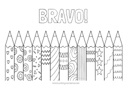 Coloriage personnalisable Art Crayon de couleur Maîtresse/Maître École Crayon Métiers de l'éducation Rentrée scolaire Fournitures scolaires