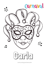 Coloriage personnalisable Masque Carnaval Mardi gras Joker