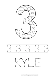 Coloriage personnalisable Chiffre Activités enfants Marqueurs à points Trois