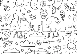 Coloriage personnalisable Nom décoré Doodle Fond décoratif