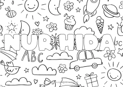 Coloriage personnalisable Nom décoré Doodle Fond décoratif