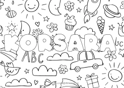 Coloriage personnalisable Nom décoré Doodle Fond décoratif