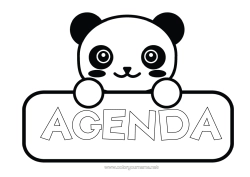 Colorear personalizable Kawaii Animales Panda Otros animales del mundo Etiquetas