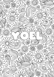 Página de desenho personalizável Flores Calmo e zen Primavera Folhas Nome decorado Anti-stress