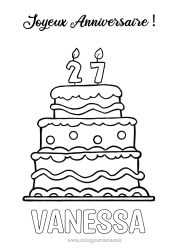 Coloriage personnalisable Bougie Gâteau Anniversaire Chiffre Coloriages faciles Joyeux anniversaire (français) Message Age fêté personnalisable