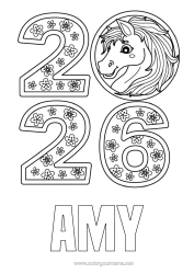 Coloriage personnalisable Cheval Nouvel An chinois Animaux de la ferme 2026