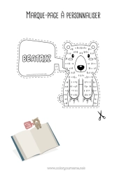 Coloriage personnalisable Ours Animal Marque page Animaux de la forêt