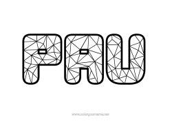 Coloriage personnalisable Nom décoré Formes géométriques Mosaïques Triangle