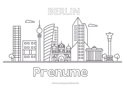 Página de desenho personalizável Paisagem urbana Monumento Alemanha