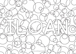 Página de desenho personalizável Nome decorado Fundo decorativo Círculo, redondo