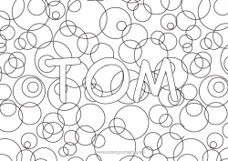 Coloriage personnalisable Nom décoré Fond décoratif Cercle, rond