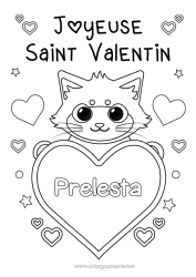 Coloriage personnalisable Coeur Chat Saint valentin Grand coeur Chiens et chats