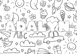 Coloriage personnalisable Nom décoré Doodle Fond décoratif