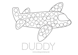 Coloriage personnalisable Avion Véhicules Activités enfants Marqueurs à points Coloriages faciles Véhicules aériens