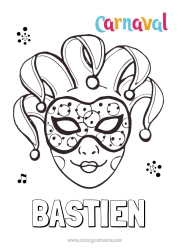 Coloriage personnalisable Masque Carnaval Mardi gras Joker