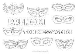 Coloriage personnalisable Déguisement Masque Carnaval
