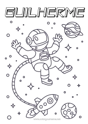 Coloriage personnalisable Fusée Espace Planètes et système solaire Coloriages intermédiaires Terre Astronaute Astronomie Véhicules aériens Métiers d'exploration