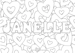 Coloriage personnalisable Coeur Je t'aime Nom décoré