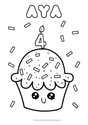 Coloriage personnalisable Bougie Gâteau Anniversaire Kawaii