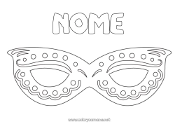 Coloriage personnalisable Déguisement Masque Carnaval Mardi gras