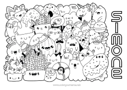 Coloriage personnalisable Mignon Kawaii