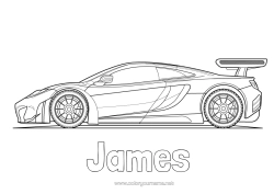 Coloriage personnalisable Véhicules Voiture Course Voitures, vans et camping-cars