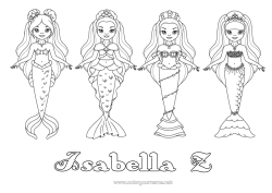 Pagina da colorare personalizzabile Sirena Giochi e giocattoli Bambola
