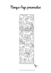 Página de desenho personalizável Flores Primavera Atividades para Crianças Folhas Marcador de Página Colorações Intermediárias