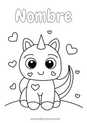 Página de desenho personalizável Gato Unicórnio Animal Desenhos para colorir fáceis Cães e gatos Dragões, unicórnios e animais fantásticos