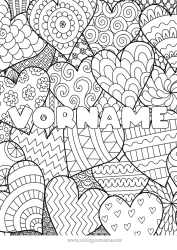 Coloriage personnalisable Coeur Mandala Je t'aime Nom décoré