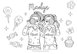 Coloriage personnalisable Bonbons Ami, Amie Gourmandises, sucreries Sucette