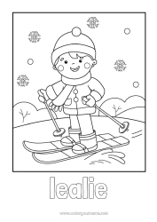 Coloriage personnalisable Sport Neige Hiver écharpe Ski Sports d'hiver