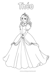 Página de desenho personalizável Princesa Conto de Fadas