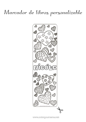Página de desenho personalizável Coração Marcador de Página Zentangle
