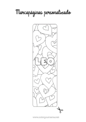 Página de desenho personalizável Coração Eu te amo Marcador de Página