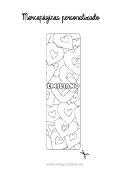 Página de desenho personalizável Coração Eu te amo Marcador de Página