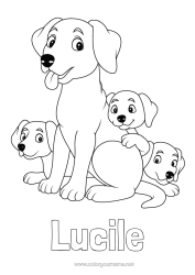 Colorear personalizable Papá Mamá Perro Niño Animales Perros y gatos Familia de animales Bebé animal