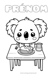 Customizable coloring page Kawaii Animal Candlemas, Shrove Tuesday, Pancake day Pancakes Koala Other animals of the world