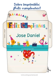 Coloriage personnalisable Anniversaire Enveloppe Joyeux anniversaire (français) Message Enveloppe à imprimer