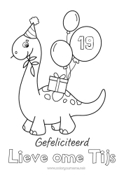 Coloriage personnalisable Cadeaux Anniversaire Dinosaures Ballons Animal Coloriages faciles Joyeux anniversaire (français) Message Age fêté personnalisable