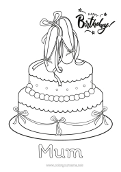 Pagina da colorare personalizzabile Torta Sport Compleanno Danza Disegni intermedi Buon compleanno (francese) Messaggio Sport artistici