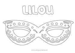 Coloriage personnalisable Déguisement Masque Carnaval Mardi gras