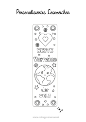 Anpassbare Malvorlage Herz Mama Oma Mädchen Kinderaktivitäten Schwester Freund Lesezeichen Lehrer/Lehrerin Kindermädchen Erde Besser Büroberufe