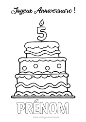 Colorear personalizable Vela Tarta Cumpleaños Número Dibujos fáciles para colorear Mensaje de feliz cumpleaños (inglés) Edad personalizable