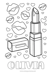 Coloriage personnalisable Coeur Maquillage Rouge à lèvre