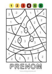 Coloriage personnalisable Chiffre Été Coloriages magiques Fruits Pastèque