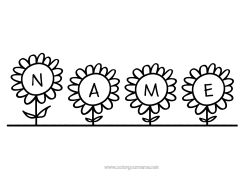 Coloriage personnalisable Fleurs Nom décoré
