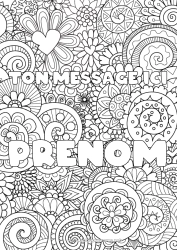 Pagina da colorare personalizzabile Fiori Cuore Nome decorato Colorazioni complesse Zentangle Sfondo decorativo Spirale