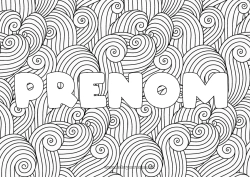 Coloriage personnalisable Mandala Été Mer Nom décoré Zentangle Fond décoratif Vagues