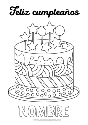 Coloriage personnalisable Gâteau Anniversaire Coloriages intermédiaires Joyeux anniversaire (français) Message